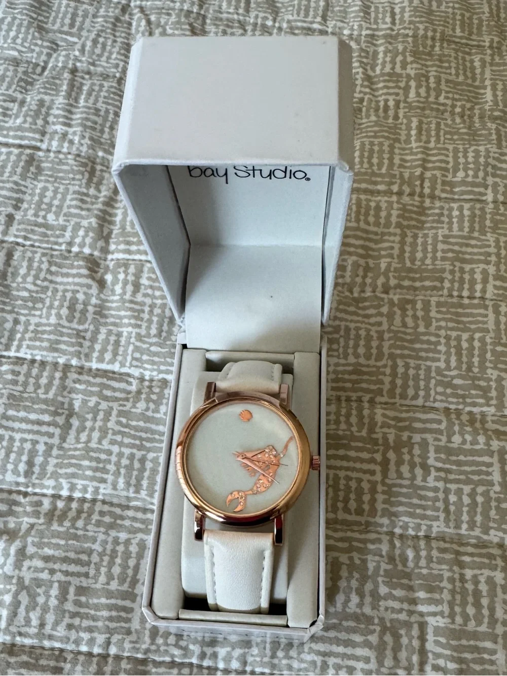 Brand New in Box Bay Studio White Watch with Mermaid Dial